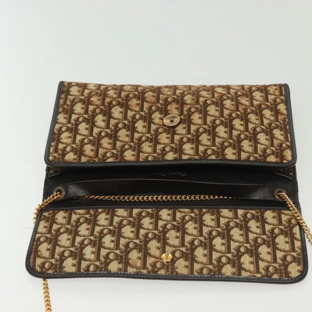 Christian Dior Trotter Canvas Chain Shoulder Bag Brown Gold Auth gh553 - Picture 8 of 16